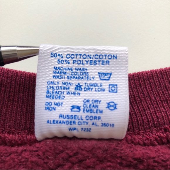 Vintage 80s Burgundy Crew Neck Raglan Sweatshirt L - Picture 6 of 7